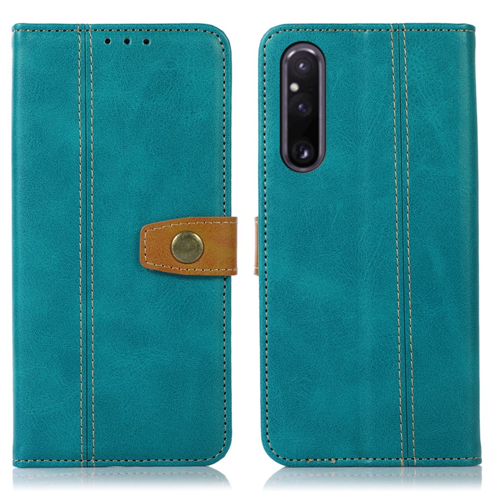  Sony Xperia 1 V Fodral Dual-Color Läder Ljus Grön