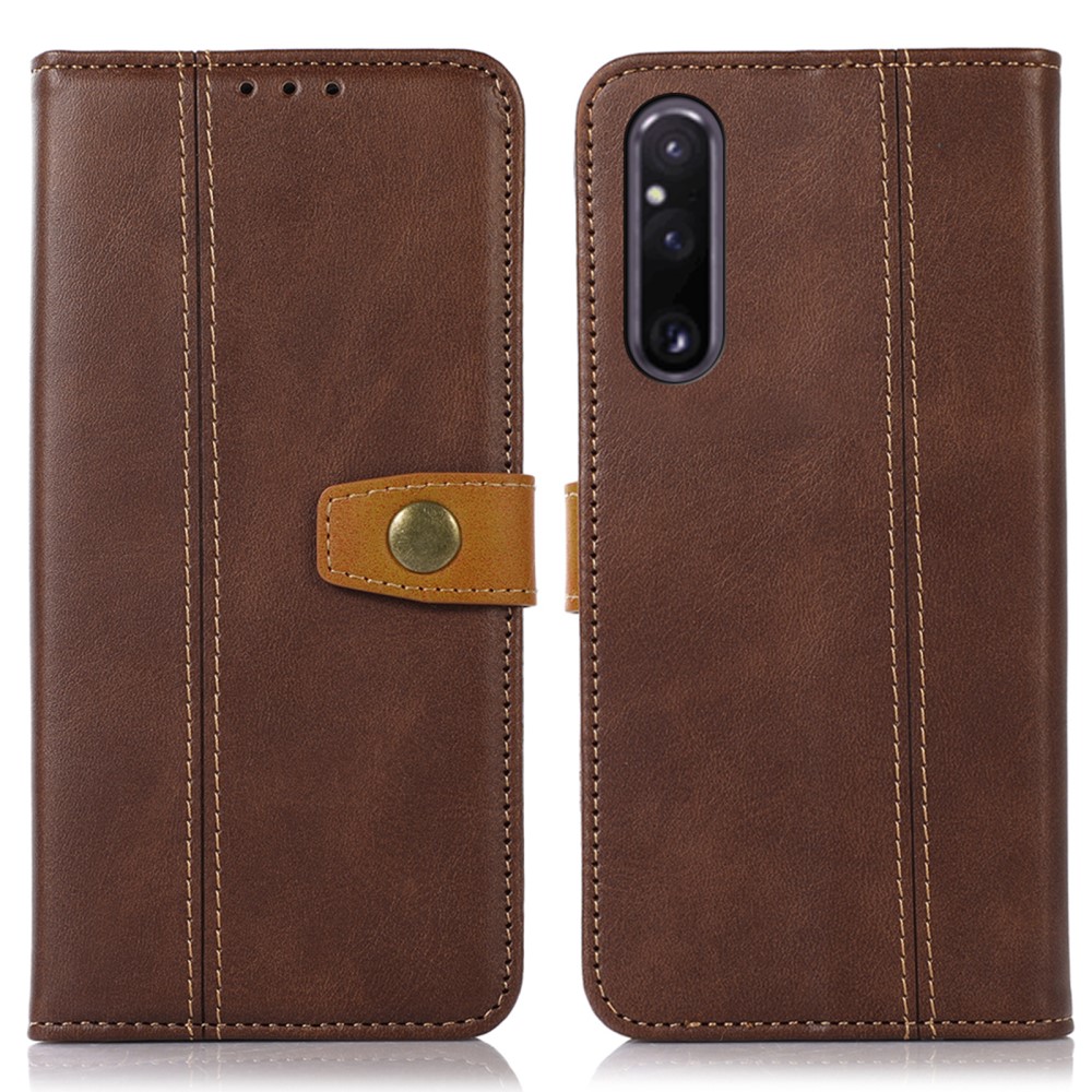  Sony Xperia 1 V Fodral Dual-Color Läder Brun