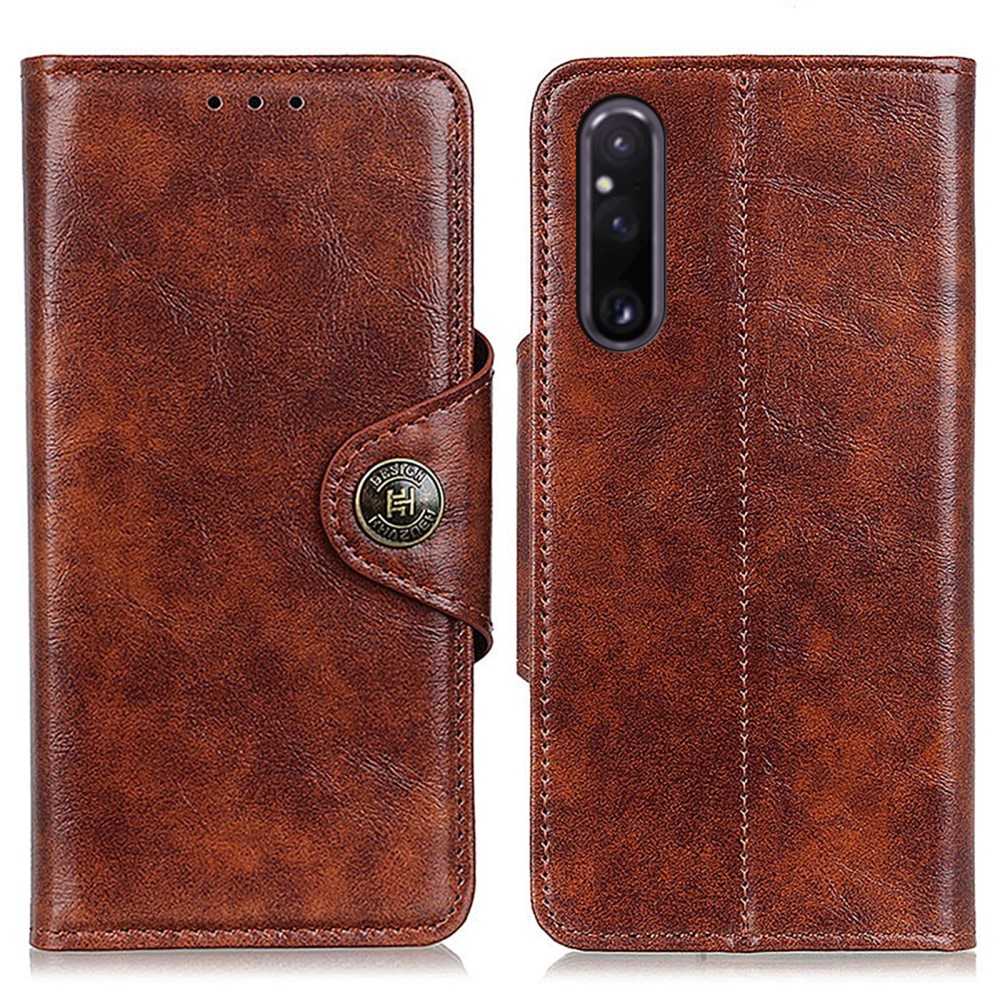 KHAZNEH KHAZNEH Sony Xperia 1 V Fodral Magnetisk Mässing Brun