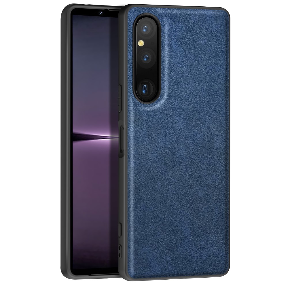  Sony Xperia 1 V Skal Retro Läder Blå