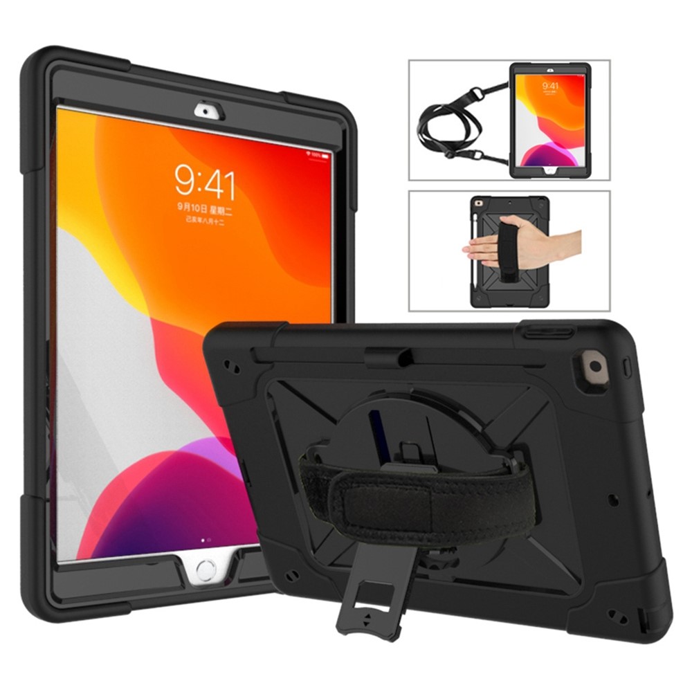  iPad 10.2 2019/2020/2021 Skal Hybrid 360 Kickstand Svart