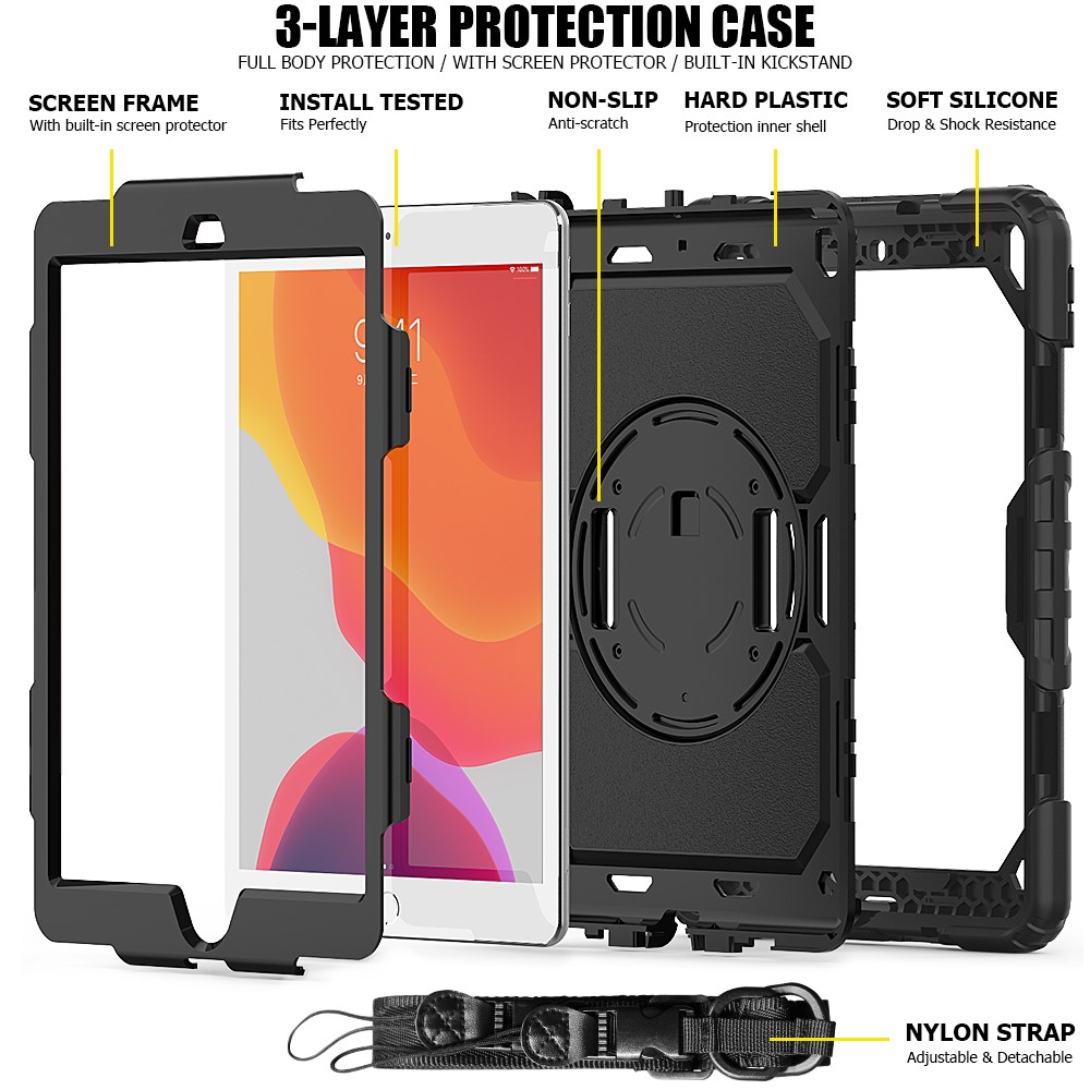  iPad 10.2 2019/2020/2021 Skal 360° Kickstand Med Strap
