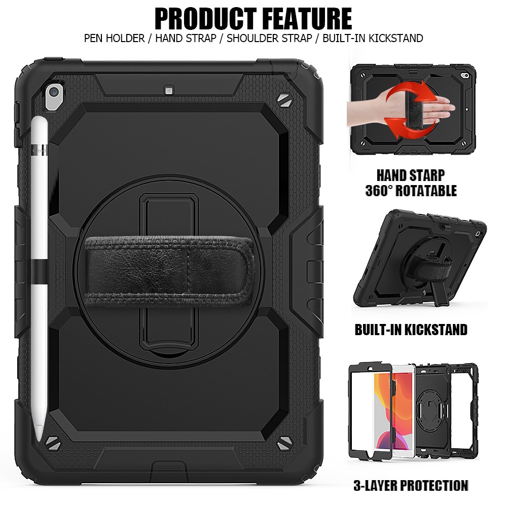  iPad 10.2 2019/2020/2021 Skal 360° Kickstand Med Strap