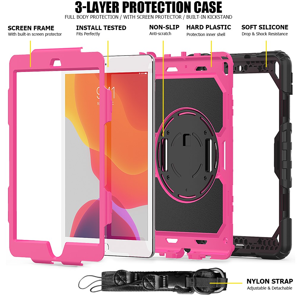  iPad 10.2 2019/2020/2021 Skal 360° Kickstand Med Strap