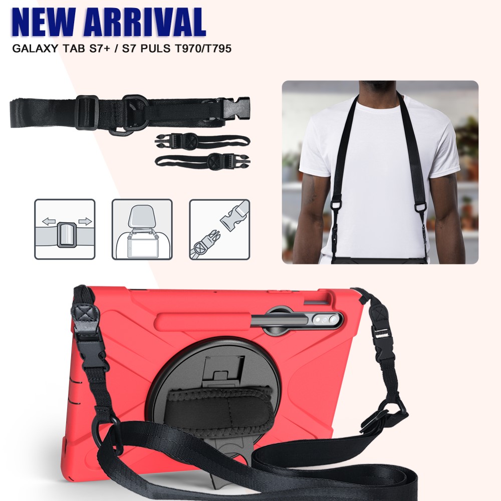  Galaxy Tab S8 / Tab S7 Skal 360° Hybrid Kickstand Med Strap