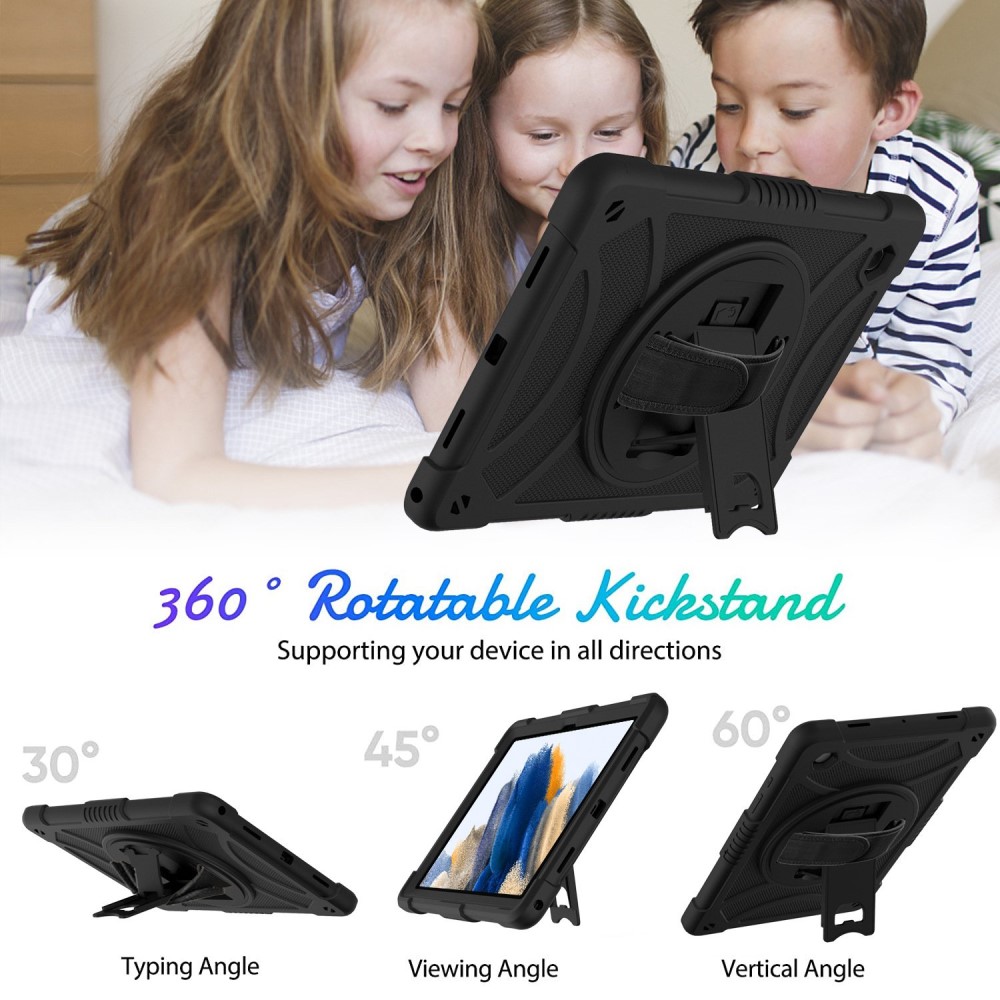  Galaxy Tab A8 Skal Hybrid Shockproof Kickstand Svart