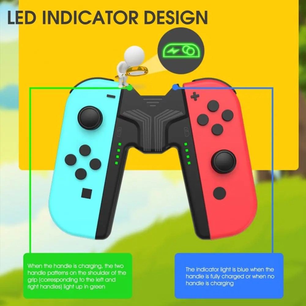 AOLION AOLION Nintendo Switch Joy-Con Charging Grip LED Svart