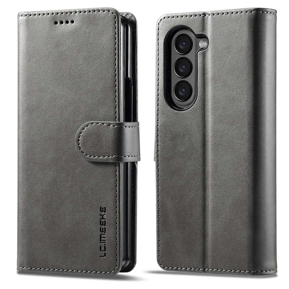 LC.IMEEKE LC.IMEEKE Galaxy Z Fold 5 Fodral Läder Grå