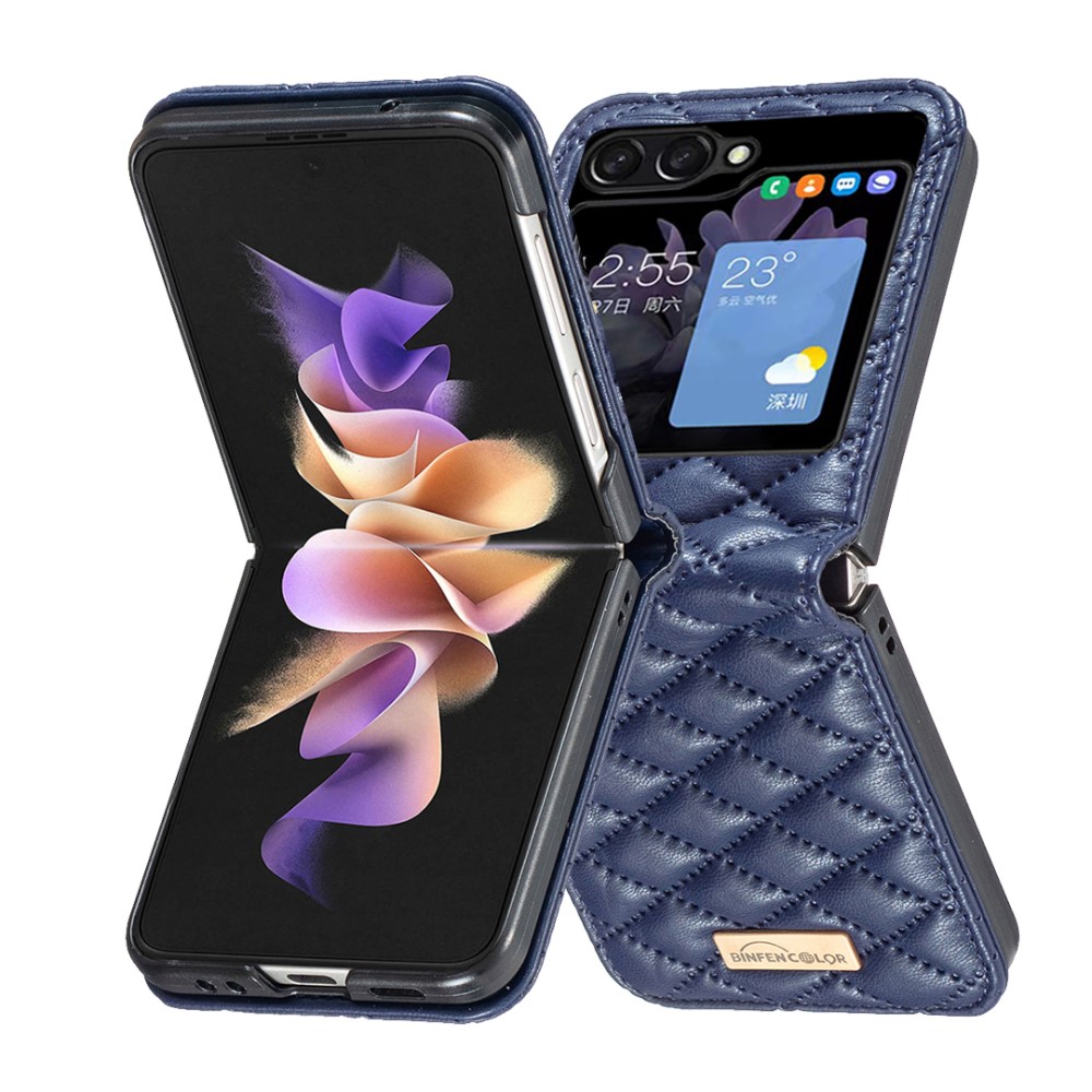 BINFEN BINFEN Galaxy Z Flip 5 Skal Diamond Textur Blå