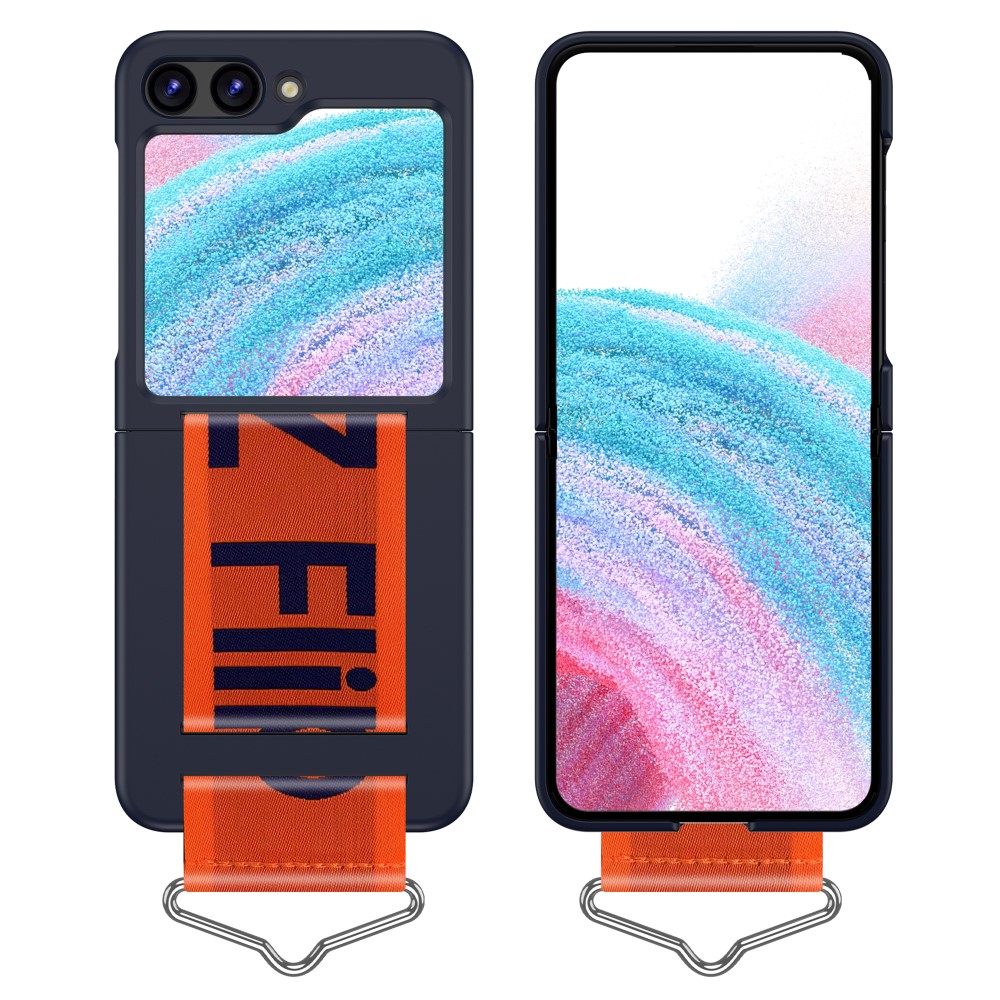  Samsung Galaxy Z Flip 5 Skal Bälte Mörk Blå/Orange