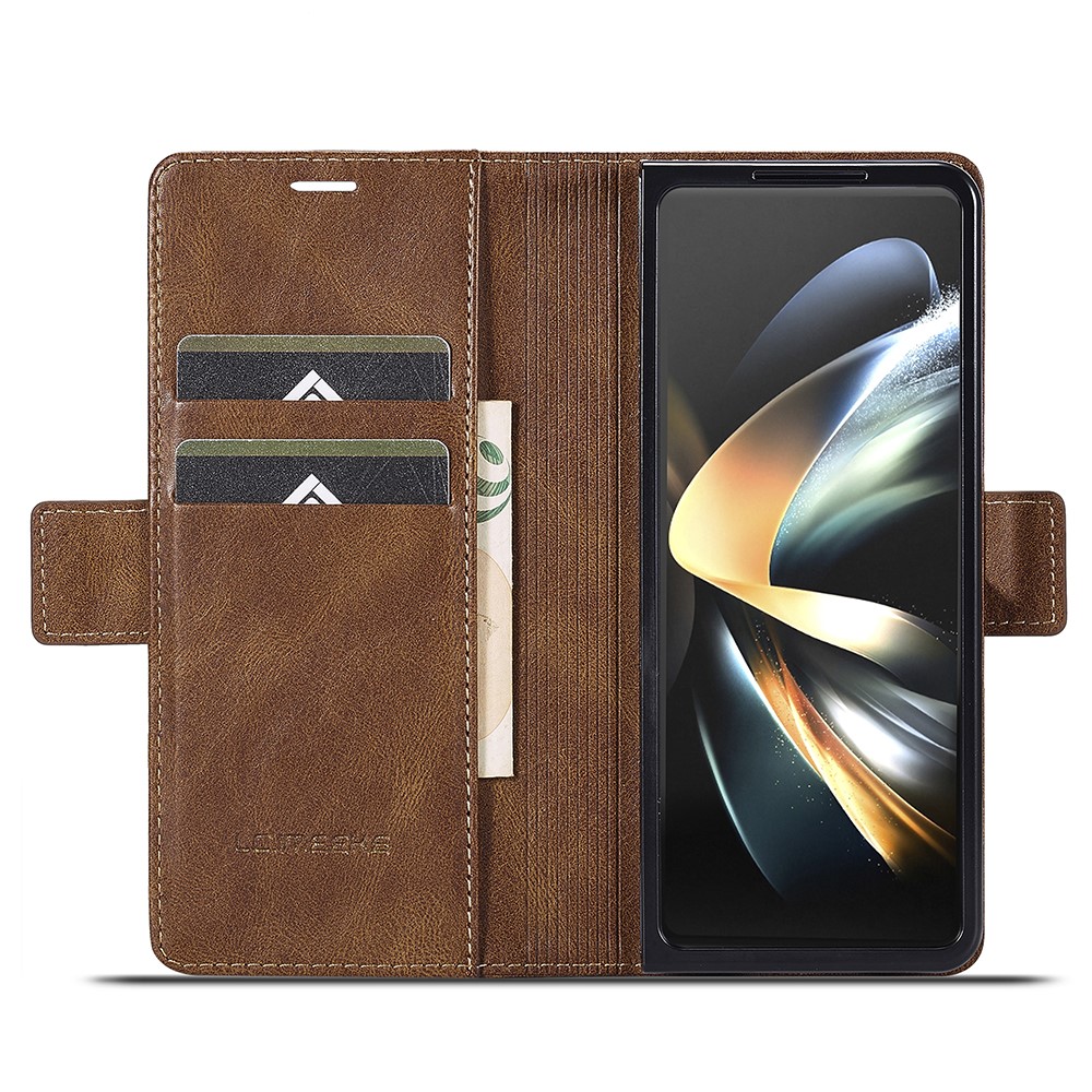 LC.IMEEKE LC.IMEEKE Galaxy Z Fold 5 Fodral RFID Läder Brun