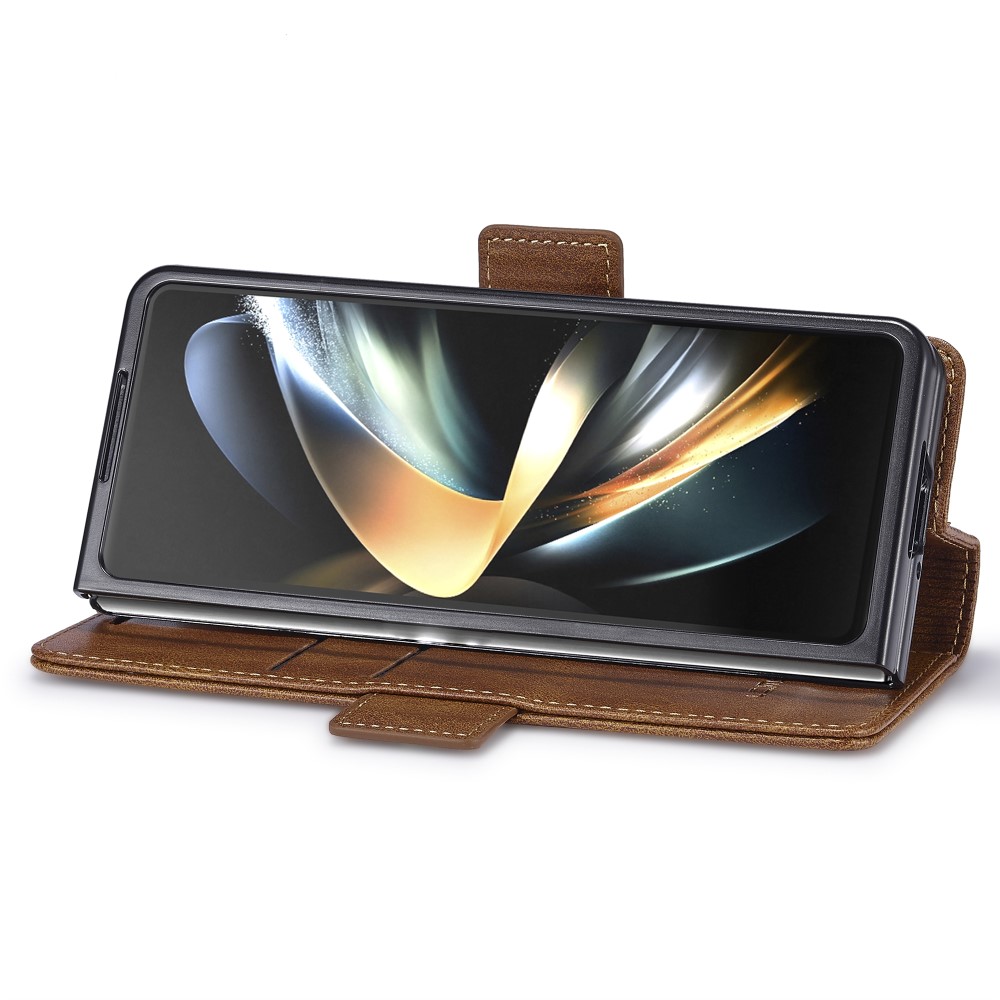 LC.IMEEKE LC.IMEEKE Galaxy Z Fold 5 Fodral RFID Läder Brun