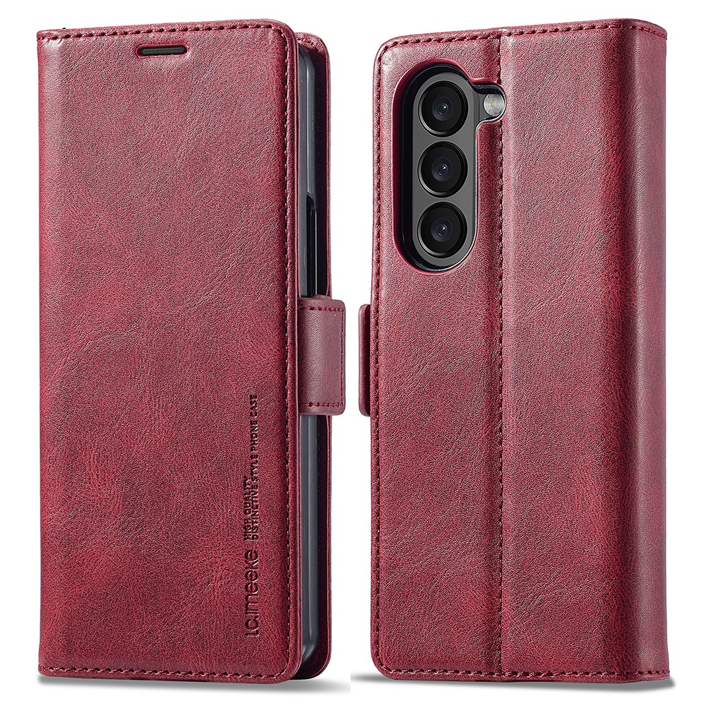 LC.IMEEKE LC.IMEEKE Galaxy Z Fold 5 Fodral RFID Läder Röd