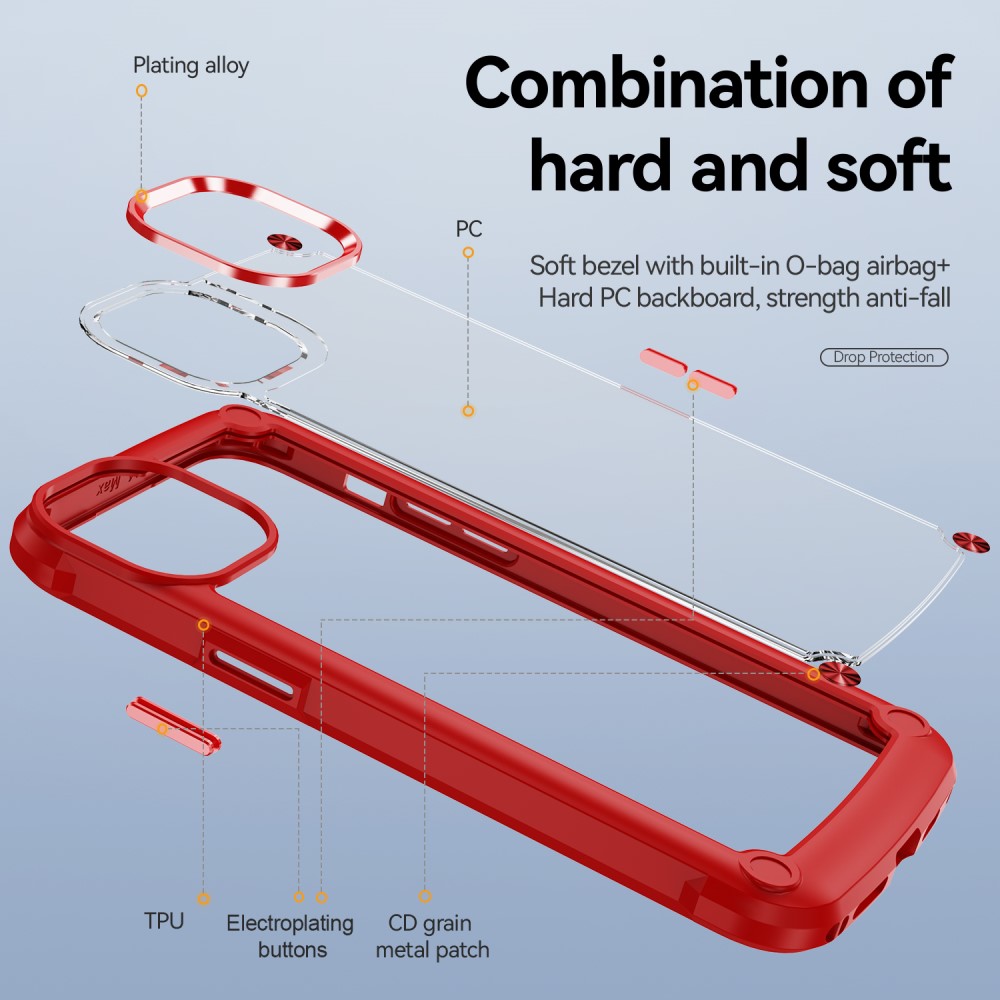  iPhone 15 Plus Skal Shockproof Hybrid Armor Röd
