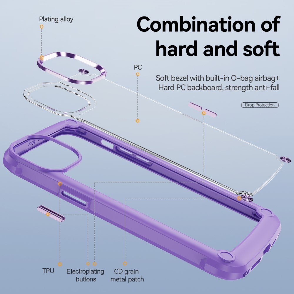  iPhone 15 Plus Skal Shockproof Hybrid Armor Lila
