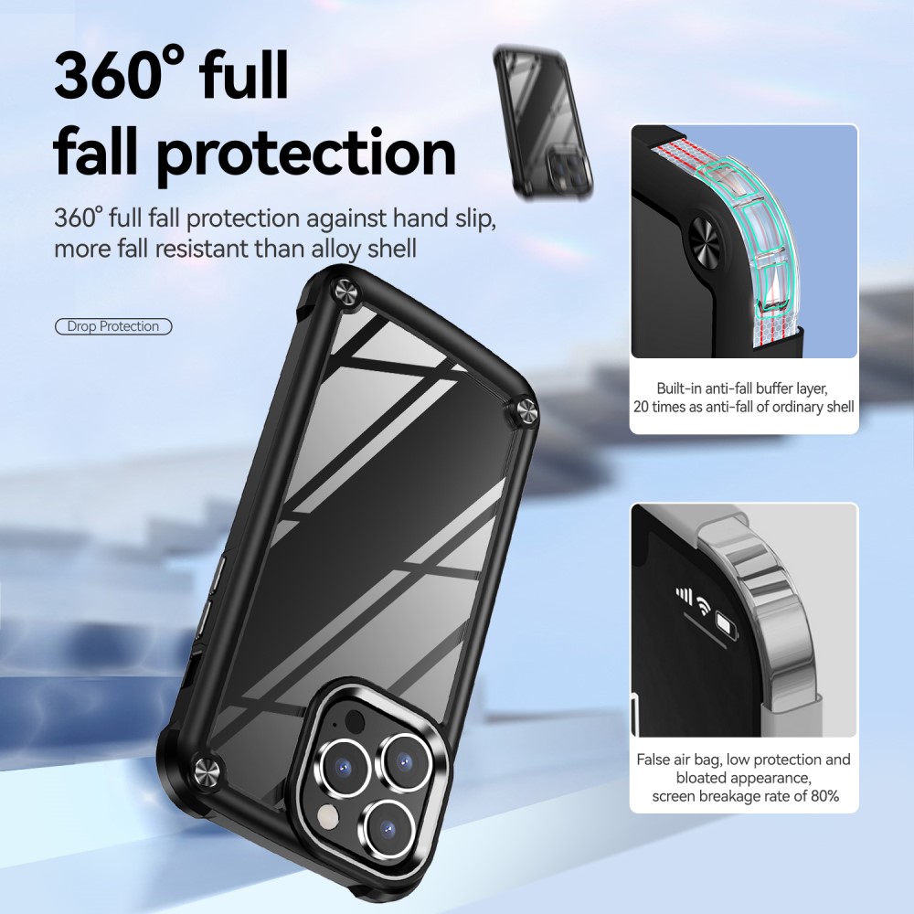  iPhone 15 Pro Skal Shockproof Hybrid Armor Svart