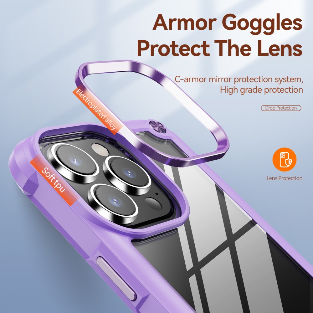  iPhone 15 Pro Skal Shockproof Hybrid Armor Lila
