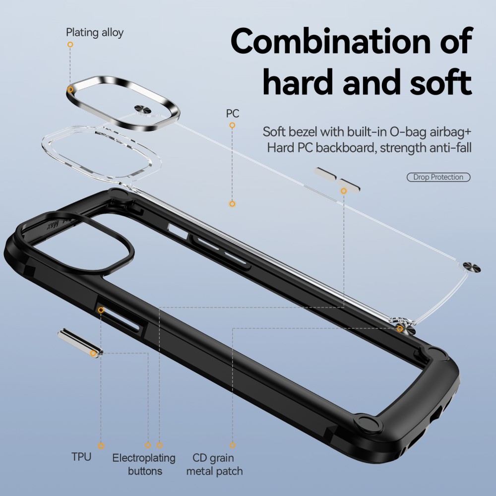  iPhone 15 Pro Max Skal Shockproof Hybrid Armor Svart