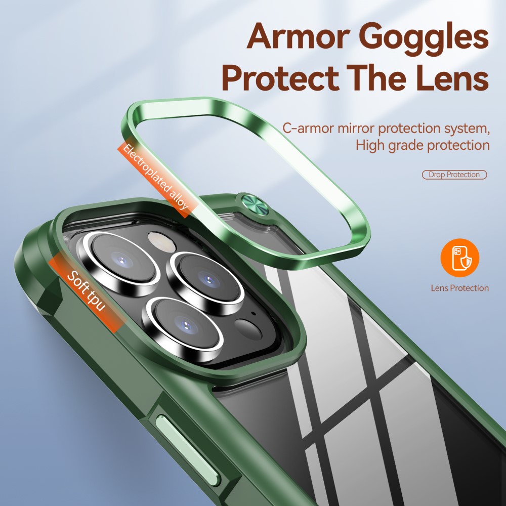  iPhone 15 Pro Max Skal Shockproof Hybrid Armor Grön