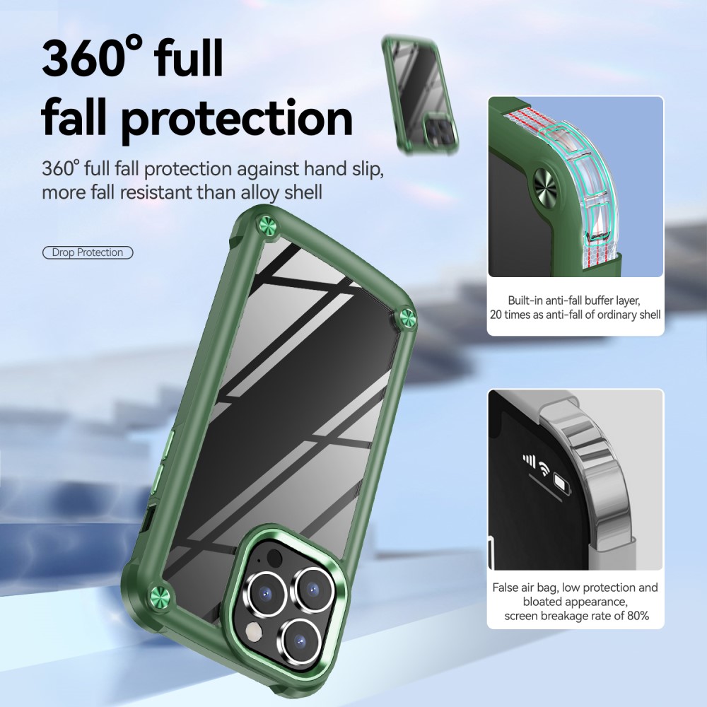  iPhone 15 Pro Max Skal Shockproof Hybrid Armor Grön