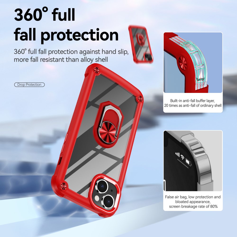  iPhone 15 Plus Skal Ring Shockproof Hybrid Röd