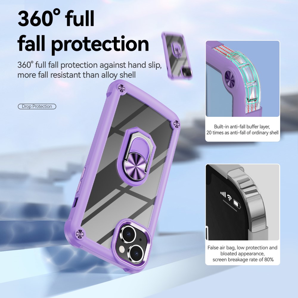  iPhone 15 Plus Skal Ring Shockproof Hybrid Lila