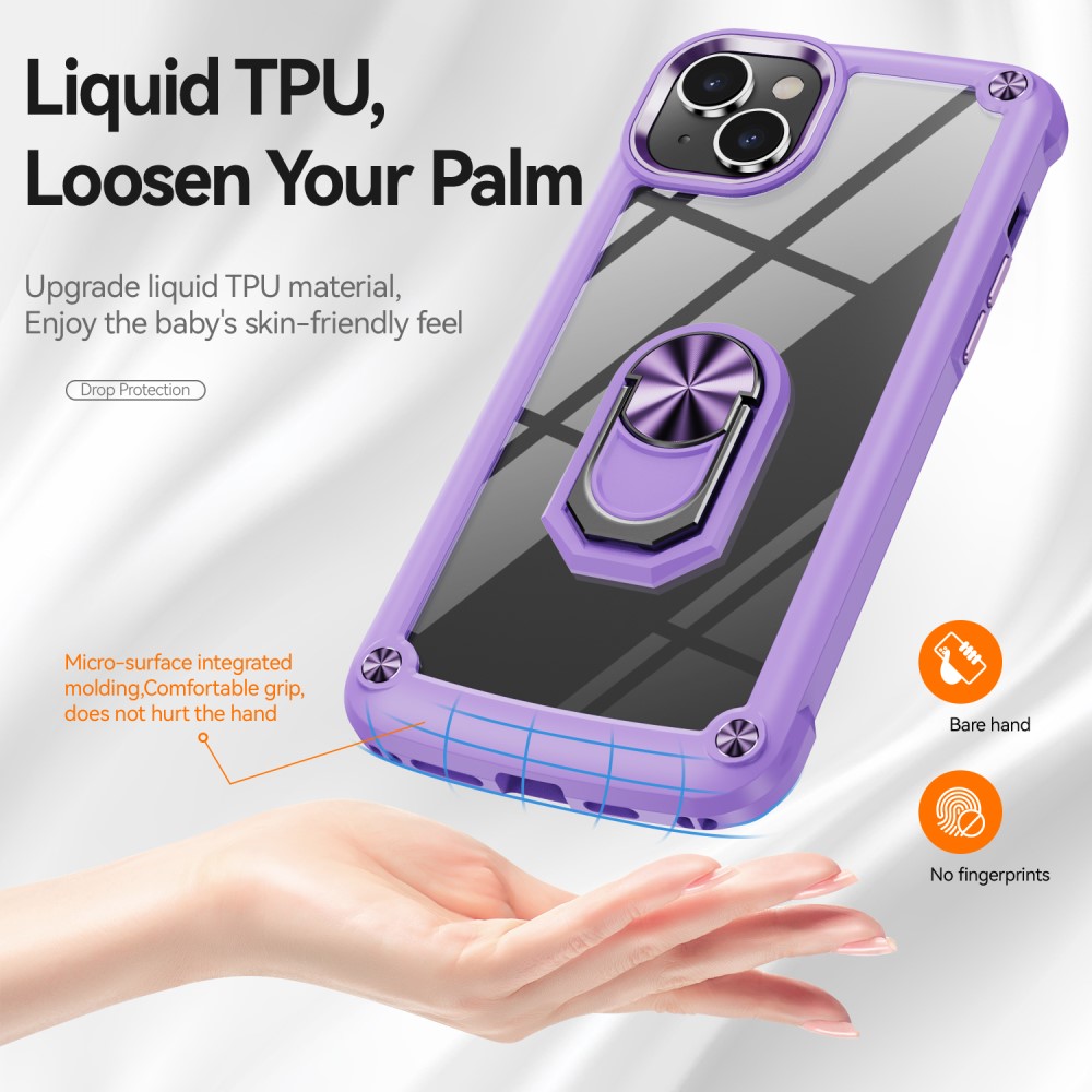  iPhone 15 Plus Skal Ring Shockproof Hybrid Lila