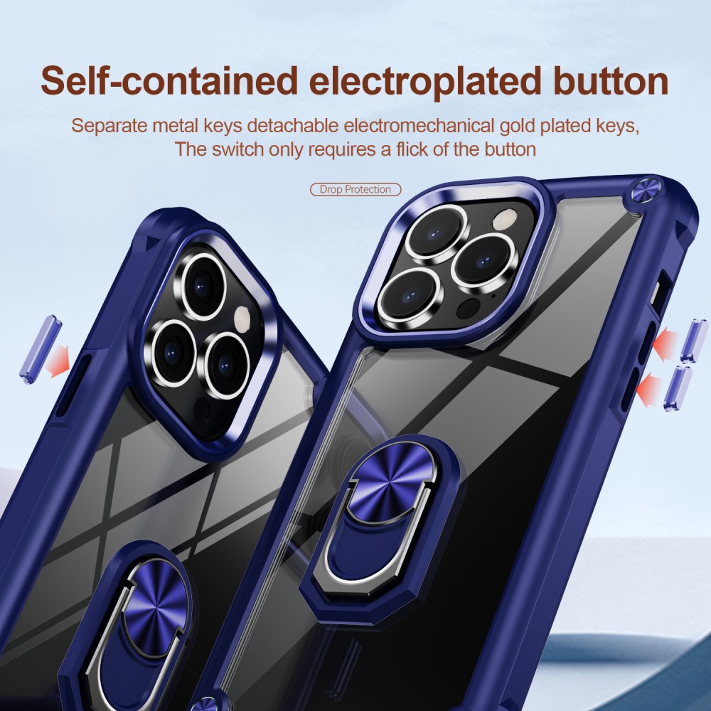  iPhone 15 Pro Skal Ring Shockproof Hybrid Blå