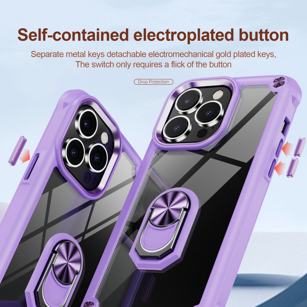  iPhone 15 Pro Skal Ring Shockproof Hybrid Lila