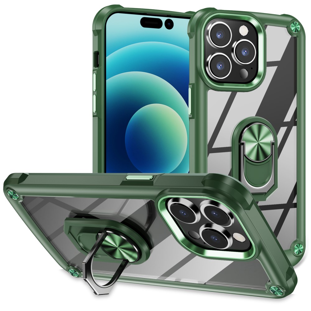  iPhone 15 Pro Max Skal Ring Shockproof Hybrid Grön
