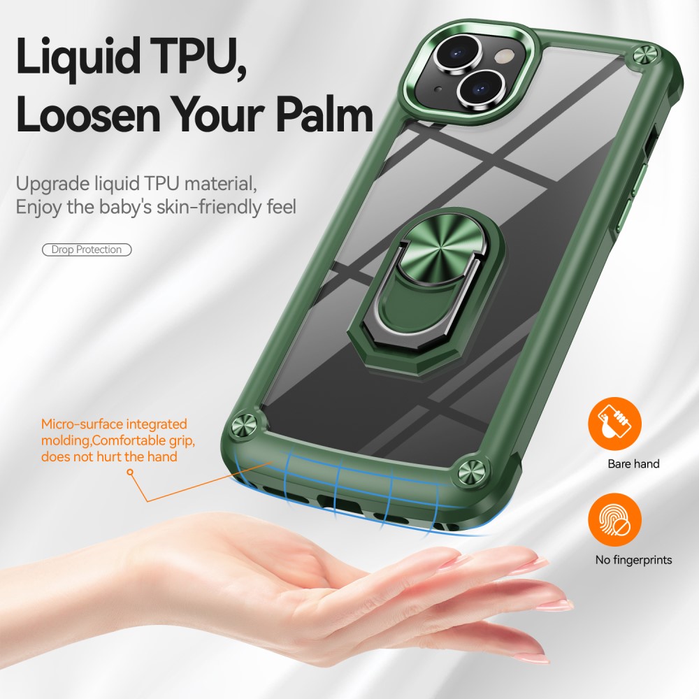  iPhone 15 Skal Ring Shockproof Hybrid Grön