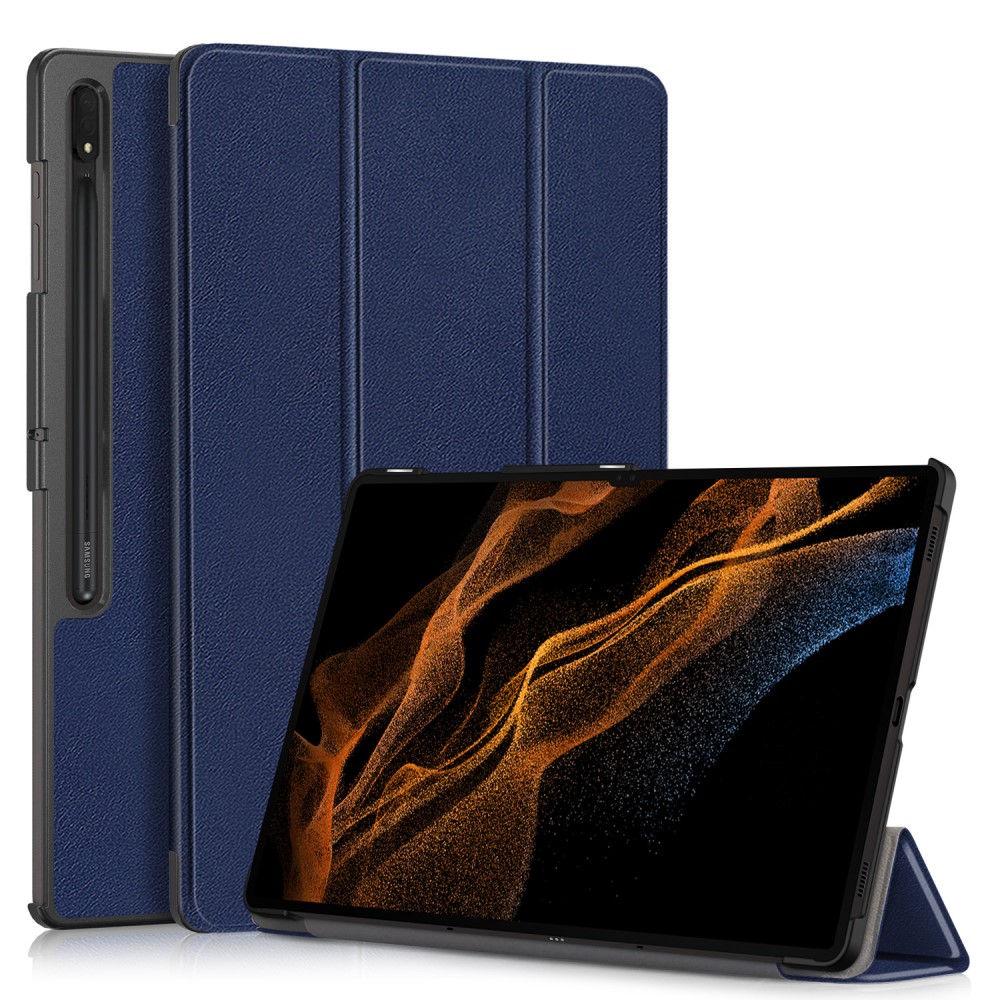  Samsung Galaxy Tab S9 Ultra Fodral Tri-Fold Mörk Blå