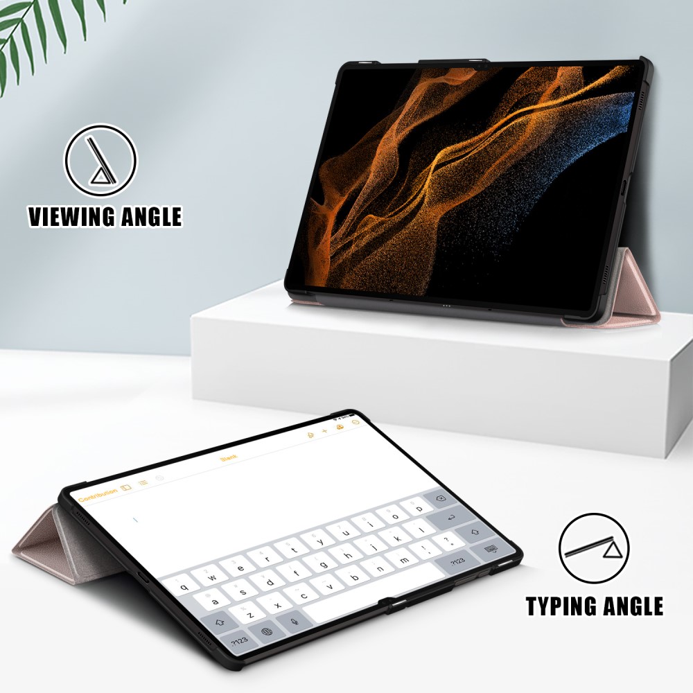  Samsung Galaxy Tab S9 Ultra Fodral Tri-Fold Roséguld