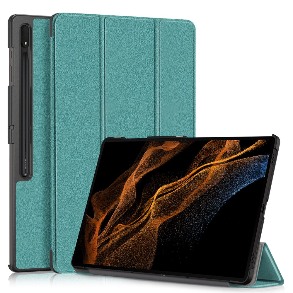  Samsung Galaxy Tab S9 Ultra Fodral Tri-Fold Svartgrön
