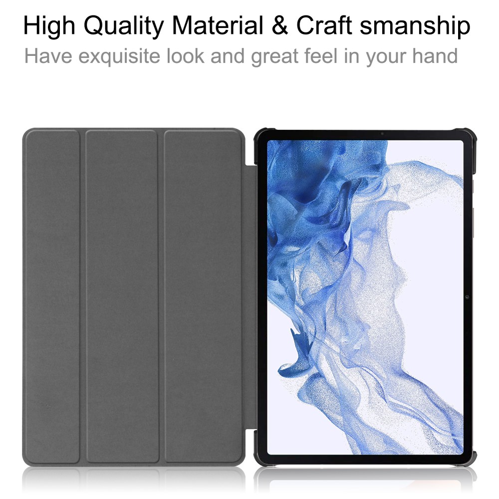 Samsung Galaxy Tab S9 Fodral Tri-Fold Läder Svart