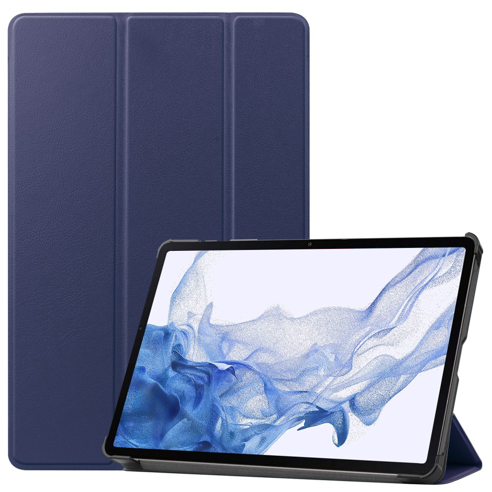  Samsung Galaxy Tab S9 Fodral Tri-Fold Läder Blå