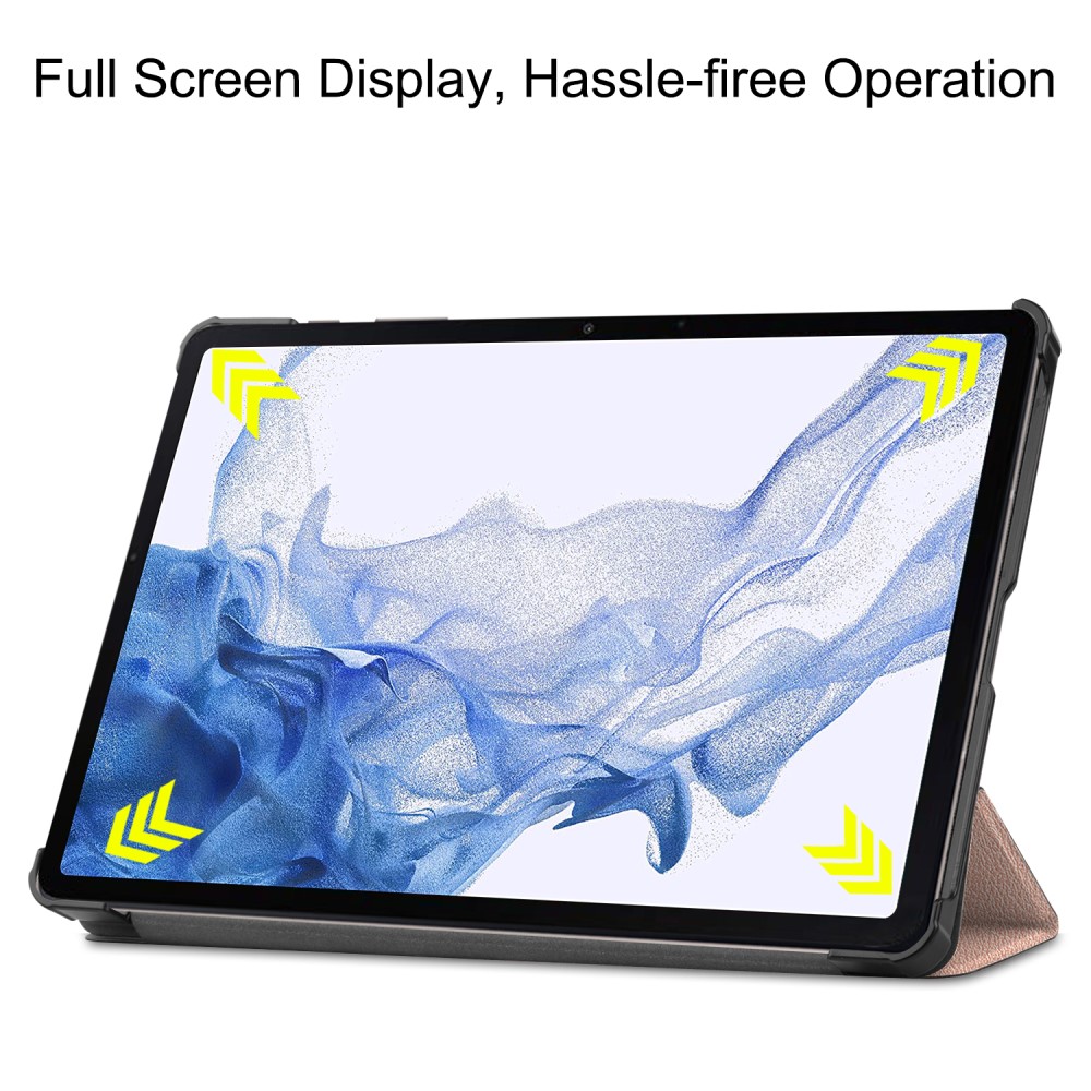  Samsung Galaxy Tab S9 Fodral Tri-Fold Läder Roséguld