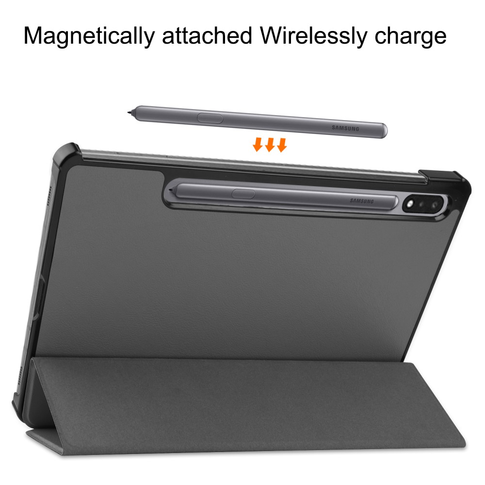  Samsung Galaxy Tab S9 Fodral Tri-Fold Läder Grå