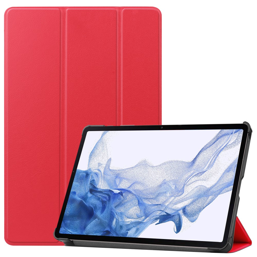  Samsung Galaxy Tab S9 Fodral Tri-Fold Läder Röd