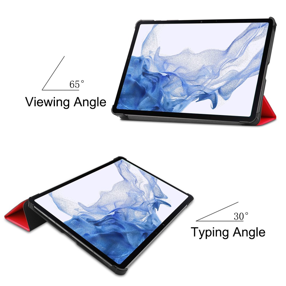  Samsung Galaxy Tab S9 Fodral Tri-Fold Läder Röd