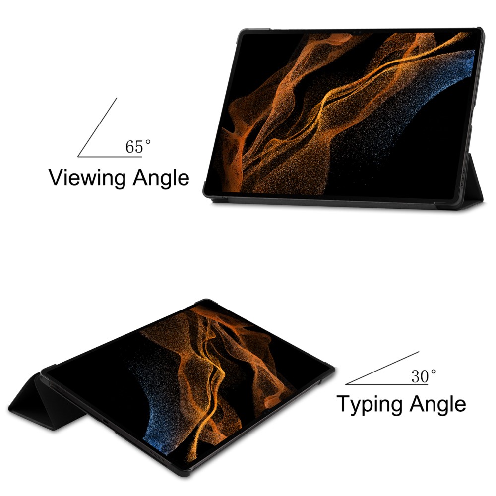  Samsung Galaxy Tab S9 Ultra Fodral Tri-Fold Läder Svart