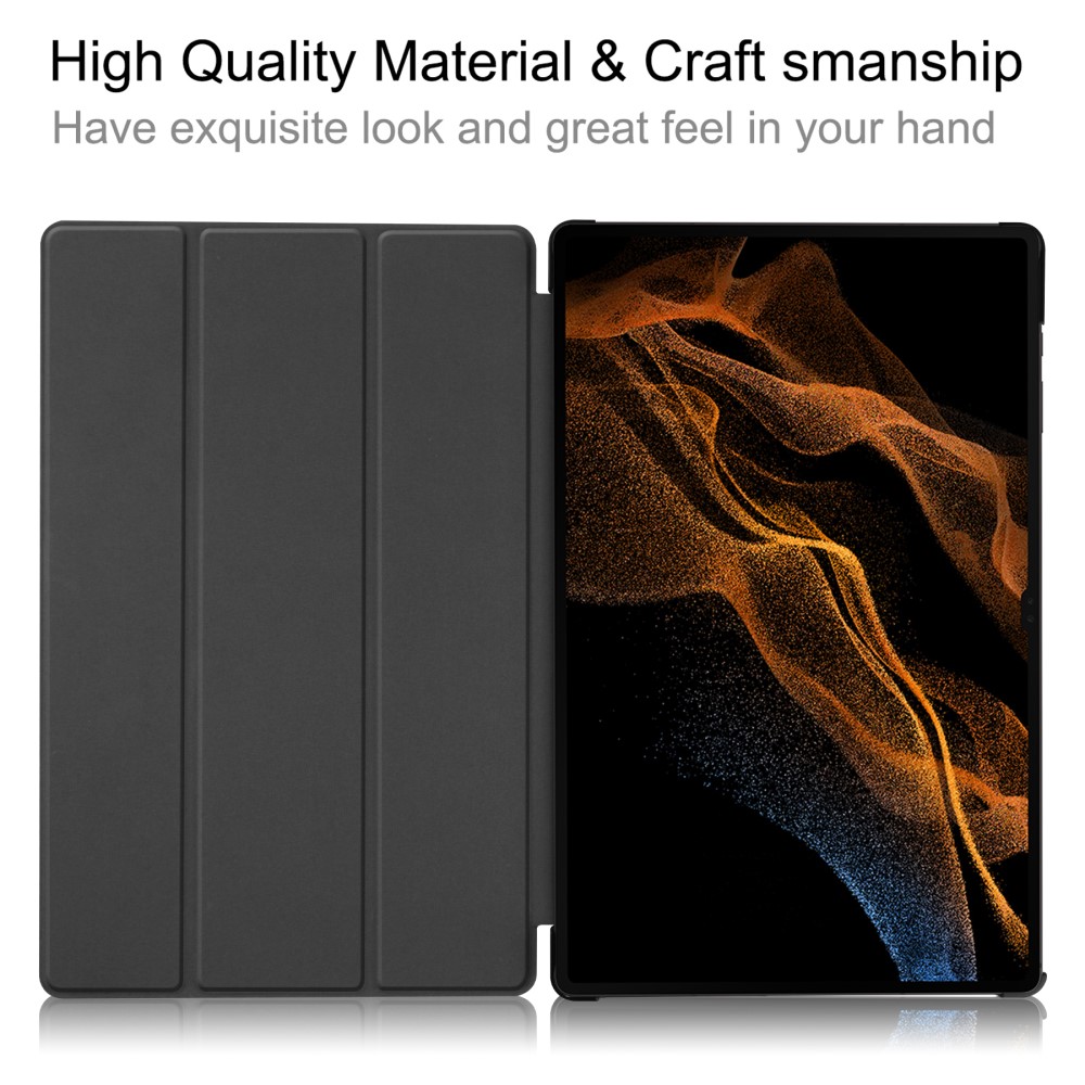  Samsung Galaxy Tab S9 Ultra Fodral Tri-Fold Läder Roséguld