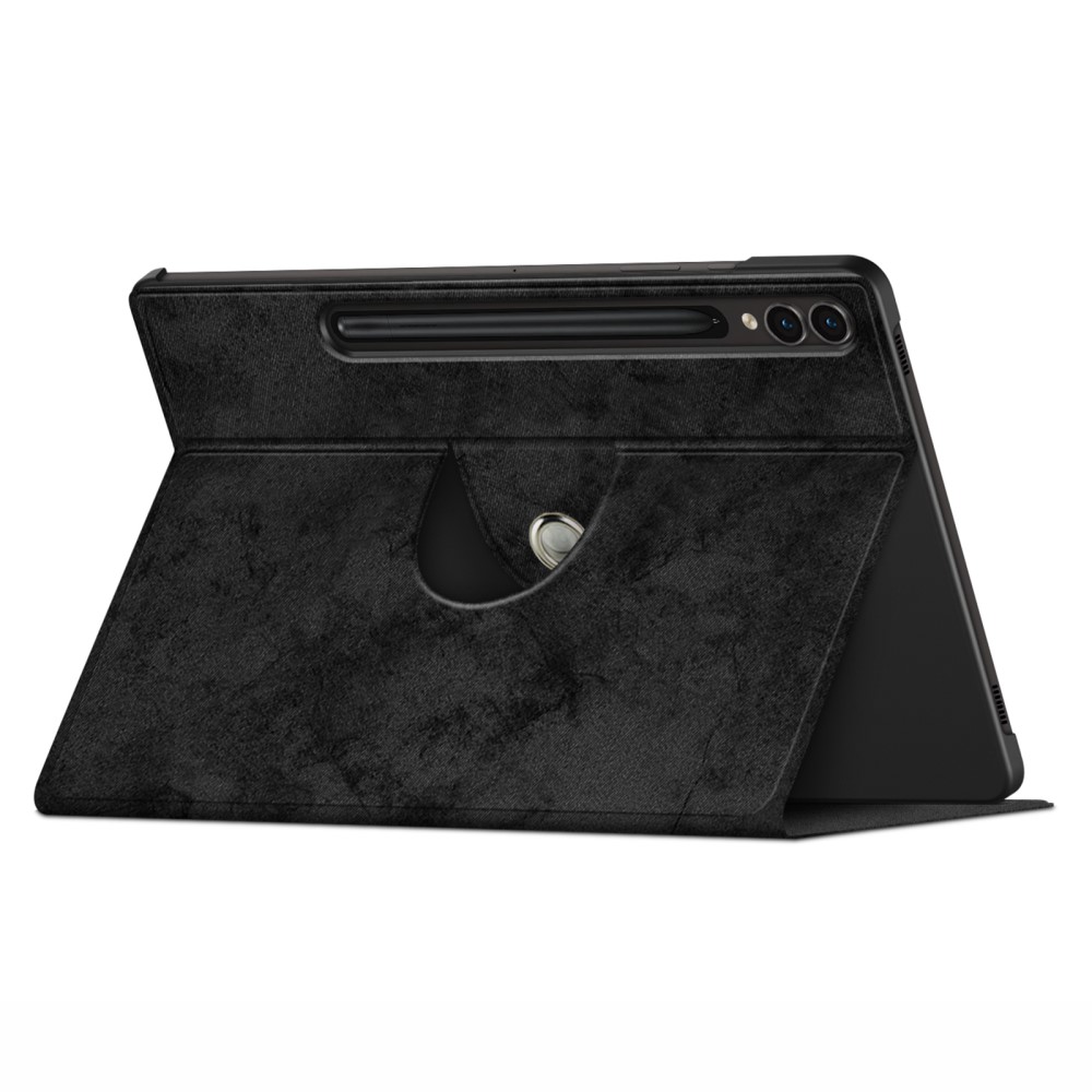  Galaxy Tab S9 Fodral Läder 360° Rotation Svart