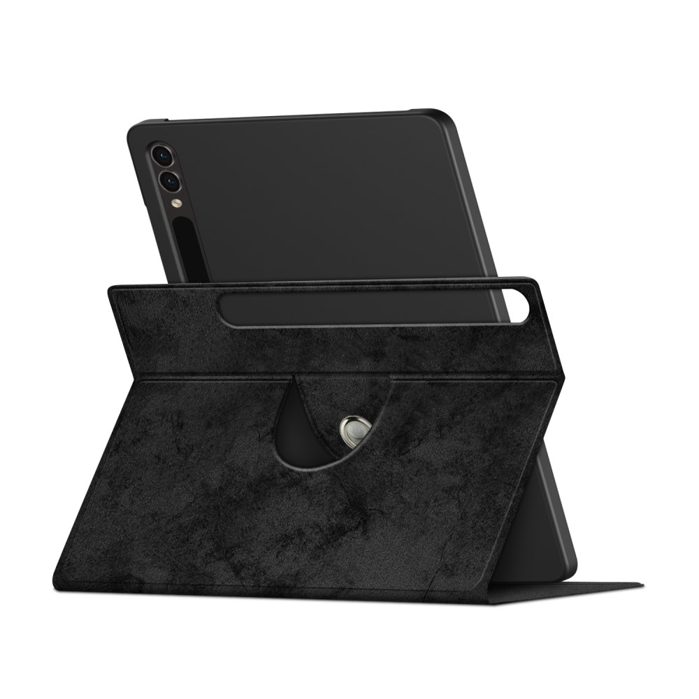  Galaxy Tab S9 Fodral Läder 360° Rotation Svart