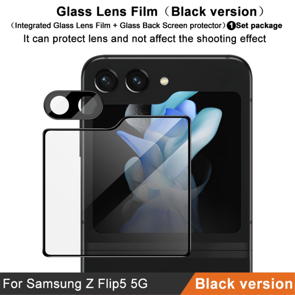 IMAK IMAK Galaxy Z Flip 5 Skärmskydd/Linsskydd Härdat Glas Svart
