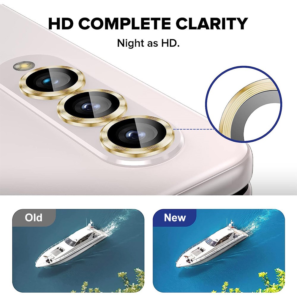 ENKAY ENKAY Galaxy Z Fold 5 Linsskydd Aluminium Härdat Glas Guld