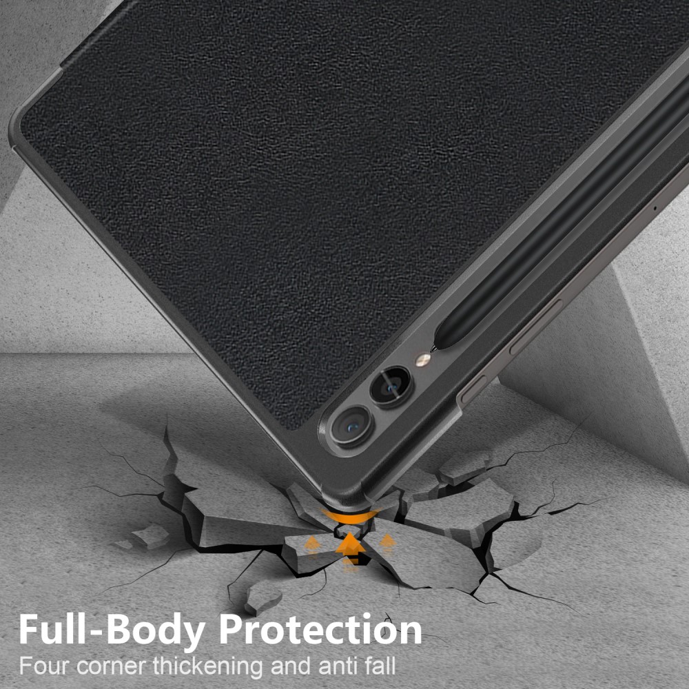  Samsung Galaxy Tab S9 Plus Fodral Läder Svart