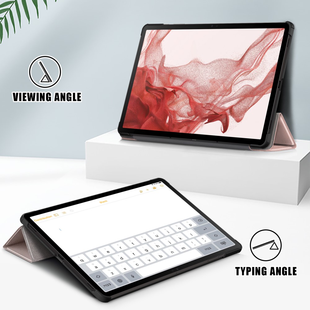  Samsung Galaxy Tab S9 Plus Fodral Läder Roséguld