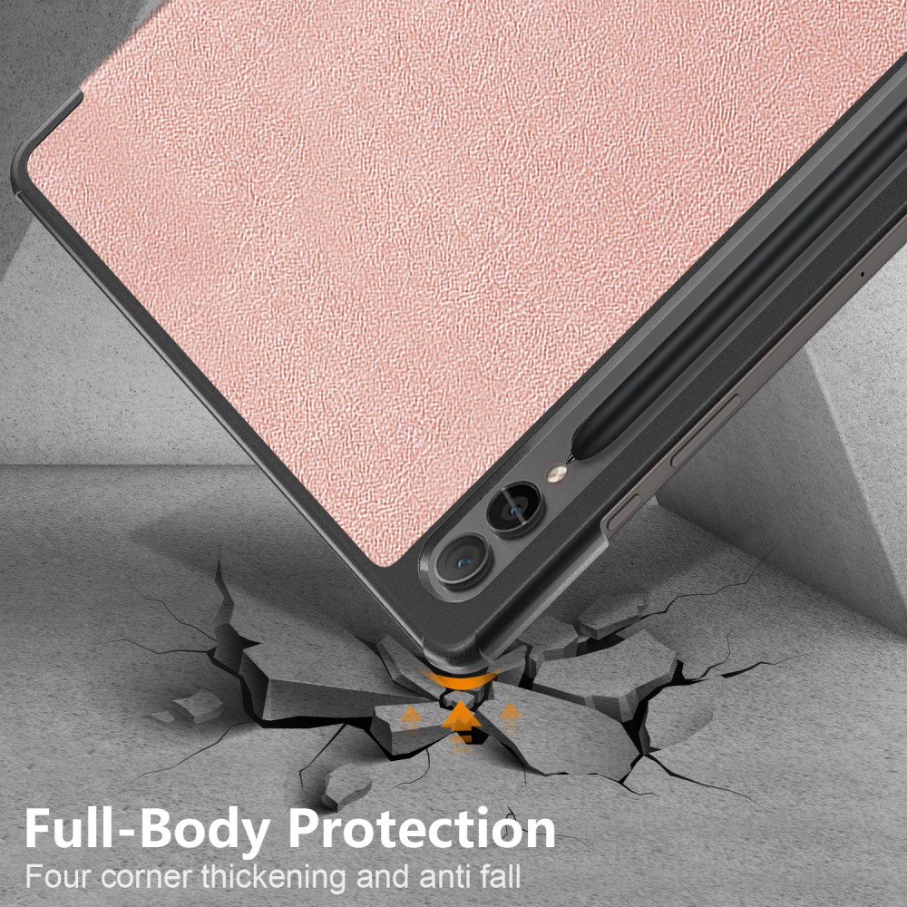  Samsung Galaxy Tab S9 Plus Fodral Läder Roséguld