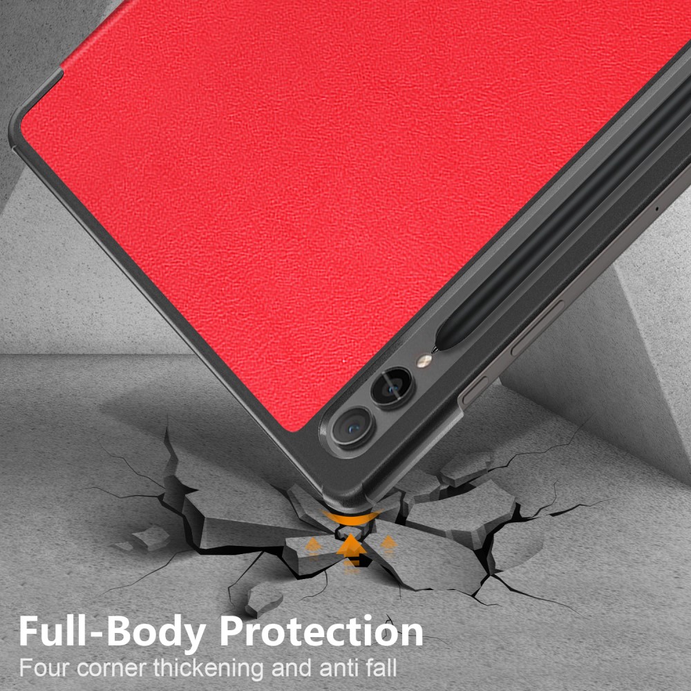  Samsung Galaxy Tab S9 Plus Fodral Läder Röd